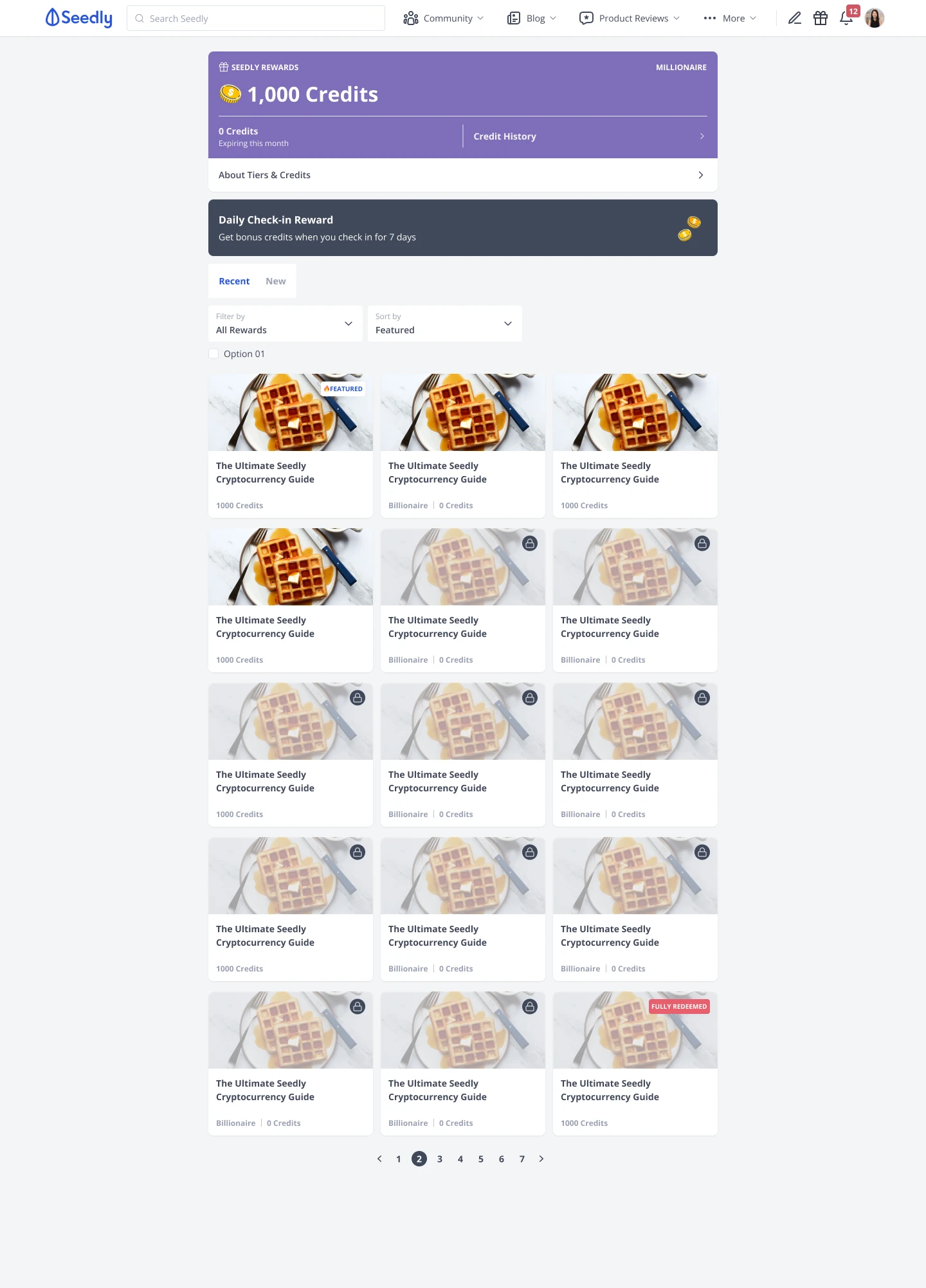 Rewards landing